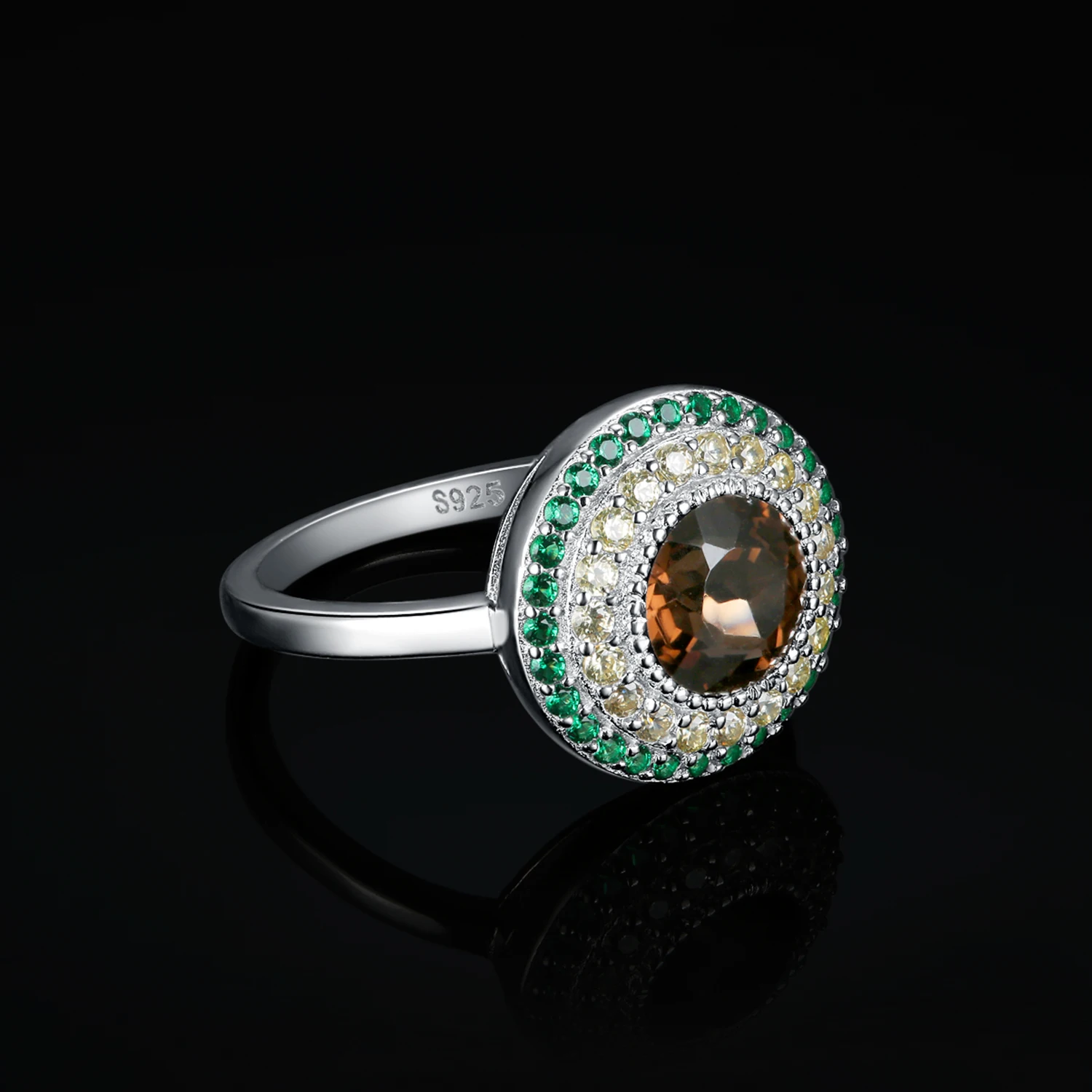 JewelryPalace 여성용 아보카도, 내추럴 스모키 쿼츠, , 칵테일 링, 여성 패션, 고급 선물, 2.2ct, 신상