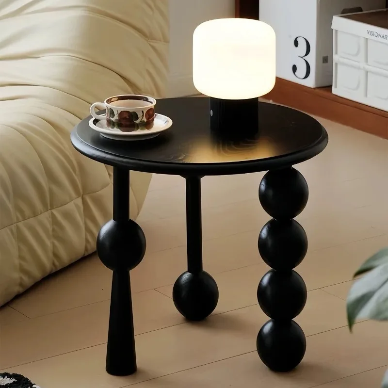 Tavolino da Caffè Rotondo in Legno Massello Stile Vintage Francese - immagine 4