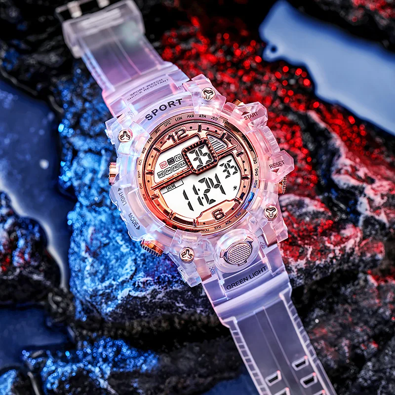 YIKAZE Luminous Men Sport watch Waterproof Alarm Clock Outdoor Sport Wristwatch Large Dial  LED Digital Watch for Man Kids 5