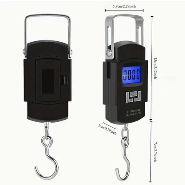 50kg/10g USB Rechargeable Digital Hanging Scale 3