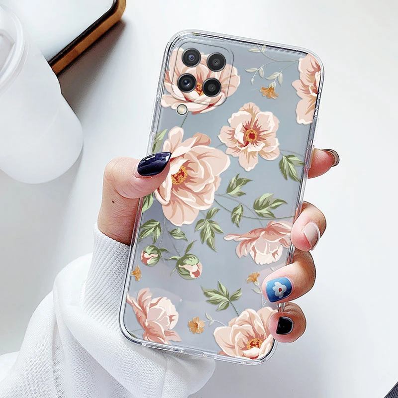 Floral Silicone Transparent Soft Phone Case with TPU Flower Design