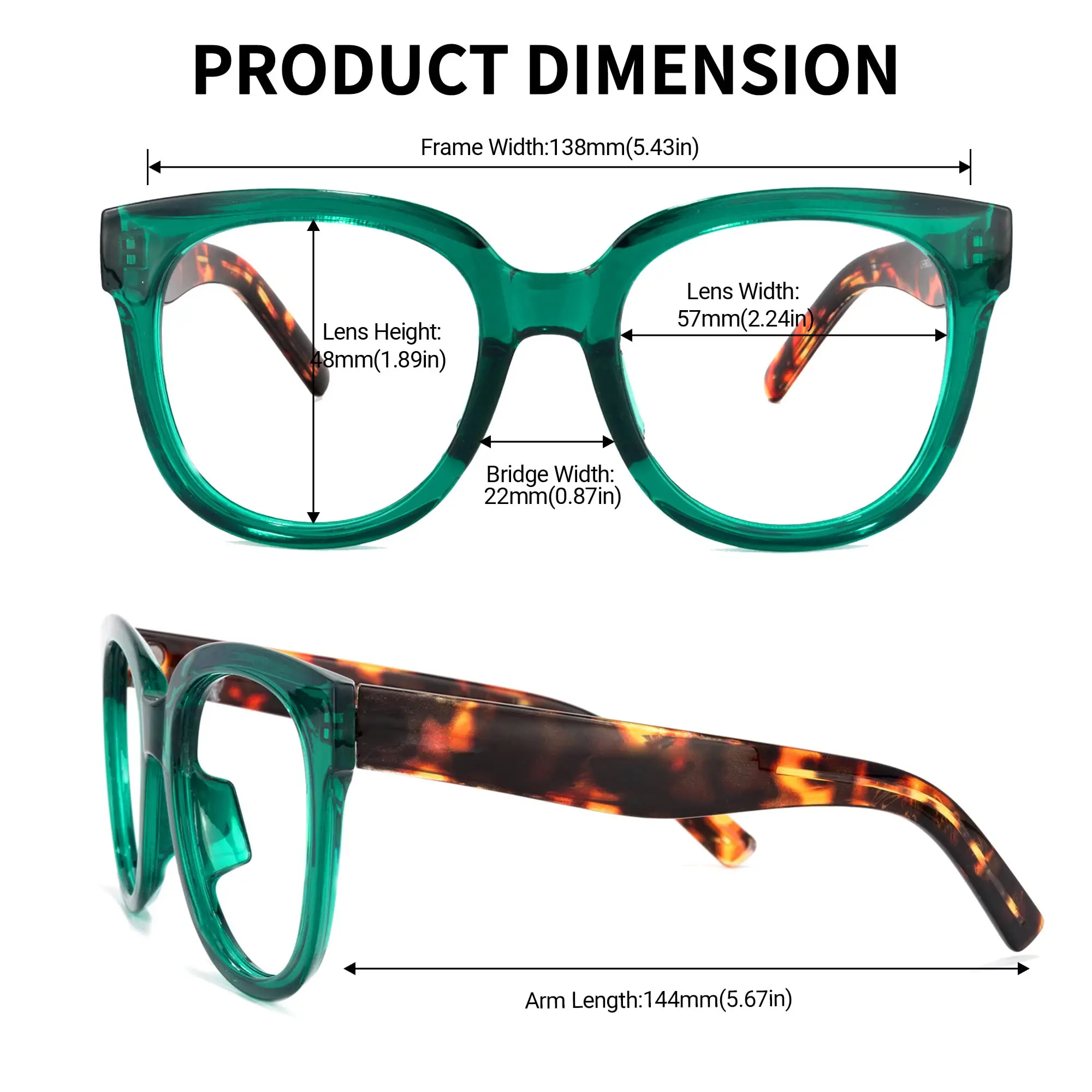 Zeelool Retro Oversized Square Glasses with Non-prescription