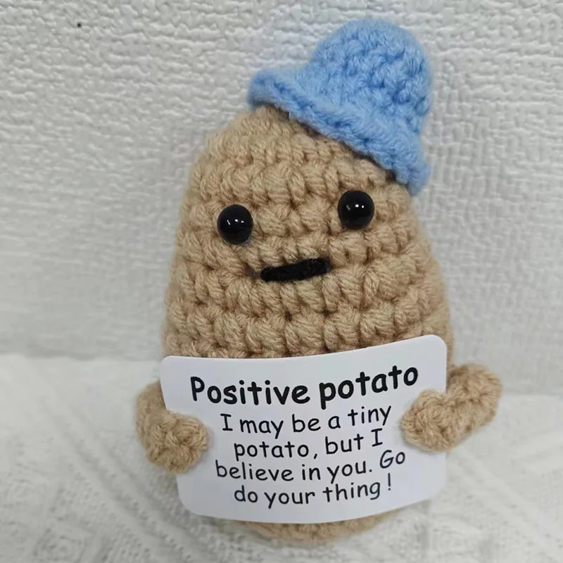 Positive Energy Crochet Doll Toys Potato Hug Positive Card Ornament  Handmade Emotional Support Knitted Gift Plush Wool Yarn Doll - AliExpress