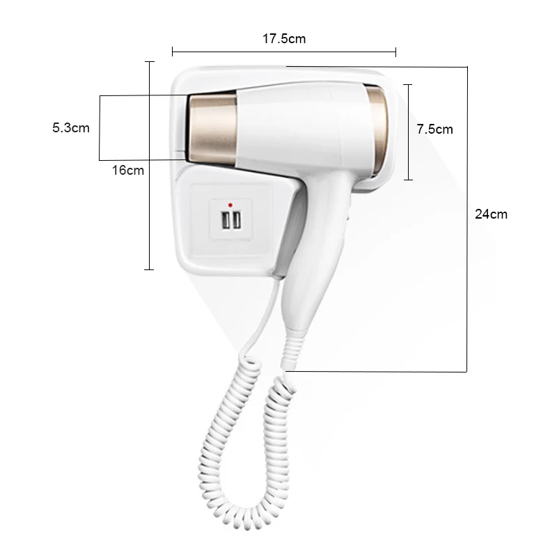 DMWD Hot/Cold Wind Blow Hair Dryer Electric Wall Mount Hairdryers Hotel Bathroom Dry Skin Hanging Brush Air Blower With Stocket