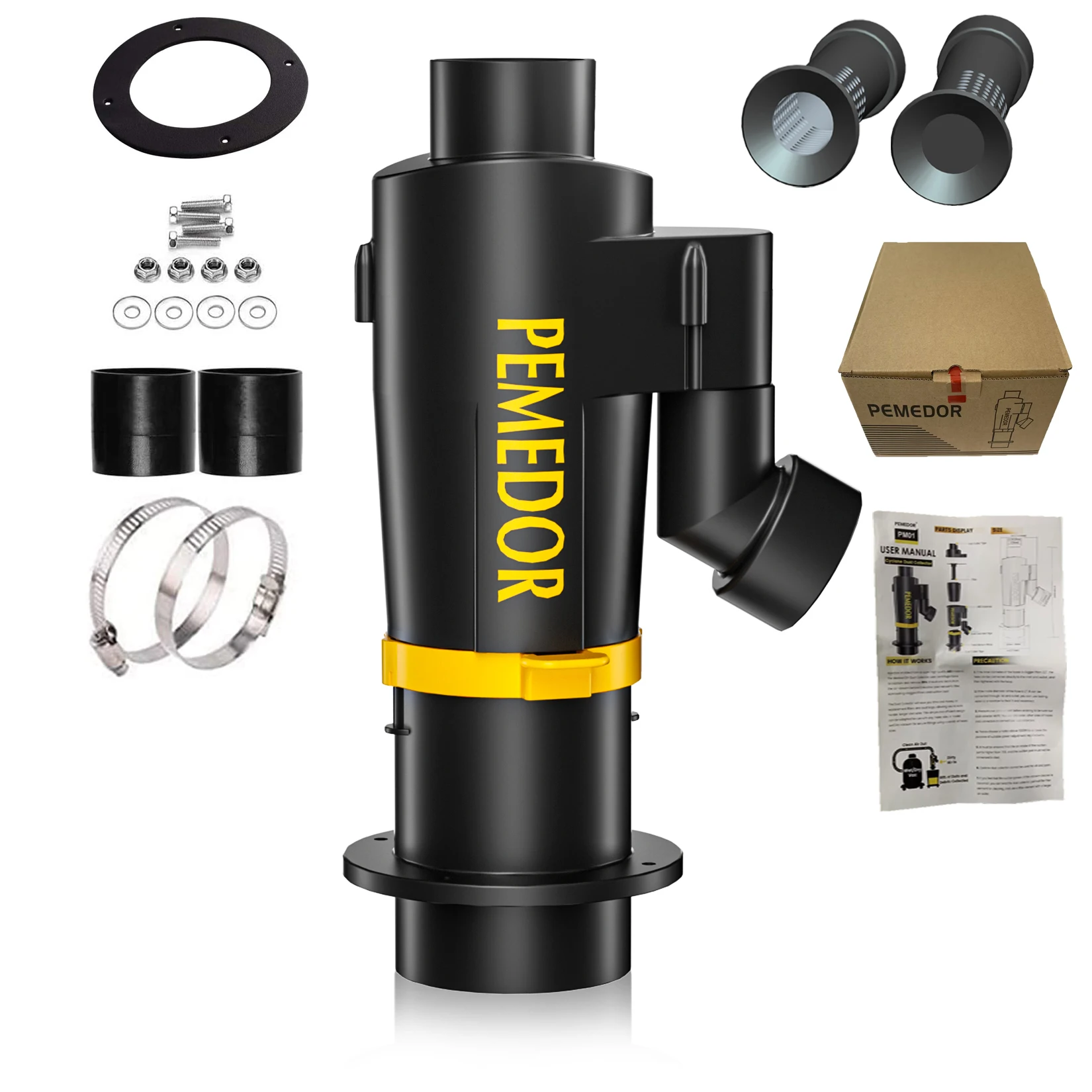 Cyclone Dust Collector 2 ''50Mm Separatore Estrattore Separatore Con 2 Filtri Elemento Aspirapolvere Per La Lavorazione Del Legno Cenere