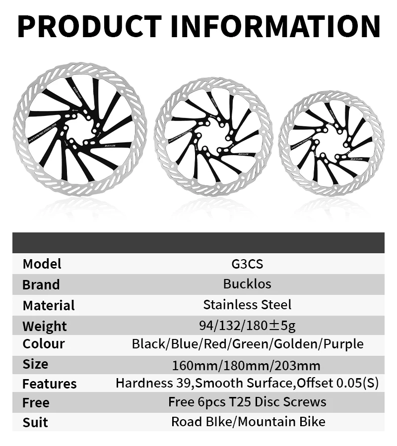 2PC G3 Bicycle Brake Rotors 160/180/203mm MTB Disc Brakes Rotor Road Mountain B
