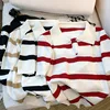 New Striped Pattern Collared Sweater Versatile Short Sleeve Knitted Top For Spring & Summer Women's Clothing Crop Top 5