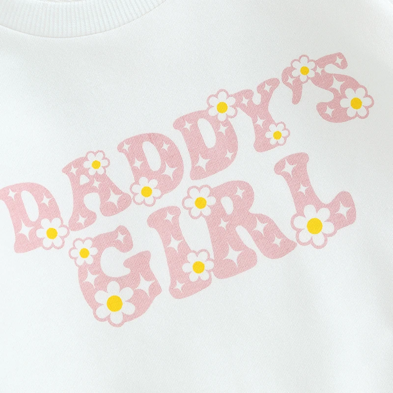 

Baby Girl 2 Piece Outfits Toddler Casual Letter Print Long Sleeve Round Neck Sweatshirt and Elastic Waist Pants Set