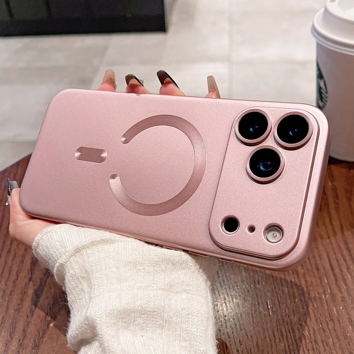 Metallic Magnetic Soft Case with Lens Protection and Wireless Charging Compatibility