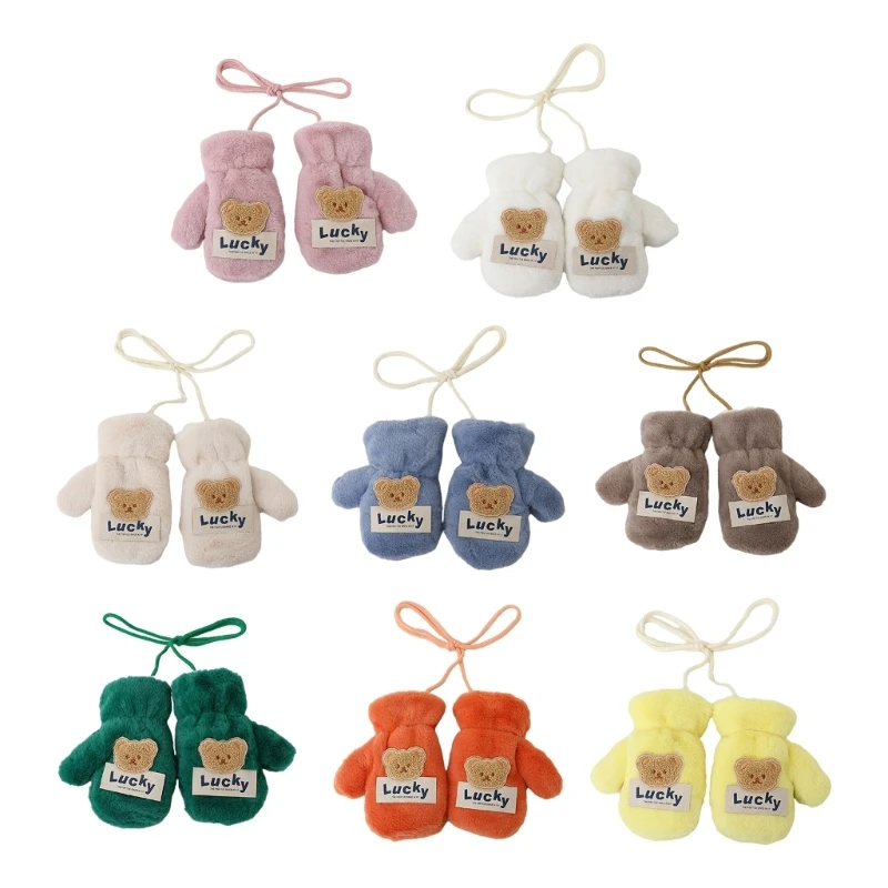 

Практичные варежки с шейным ремешком, модные и теплые перчатки, перчатки с мишкой для детей, подарок