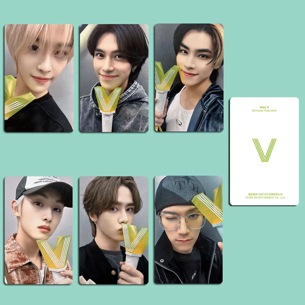 

KPOP WAYV Lightstick LOMO Card 6 шт. KUN WINWIN LUCAS Star периферийные одинаковые десять поклонников Коллекция подарков двусторонние фото карты