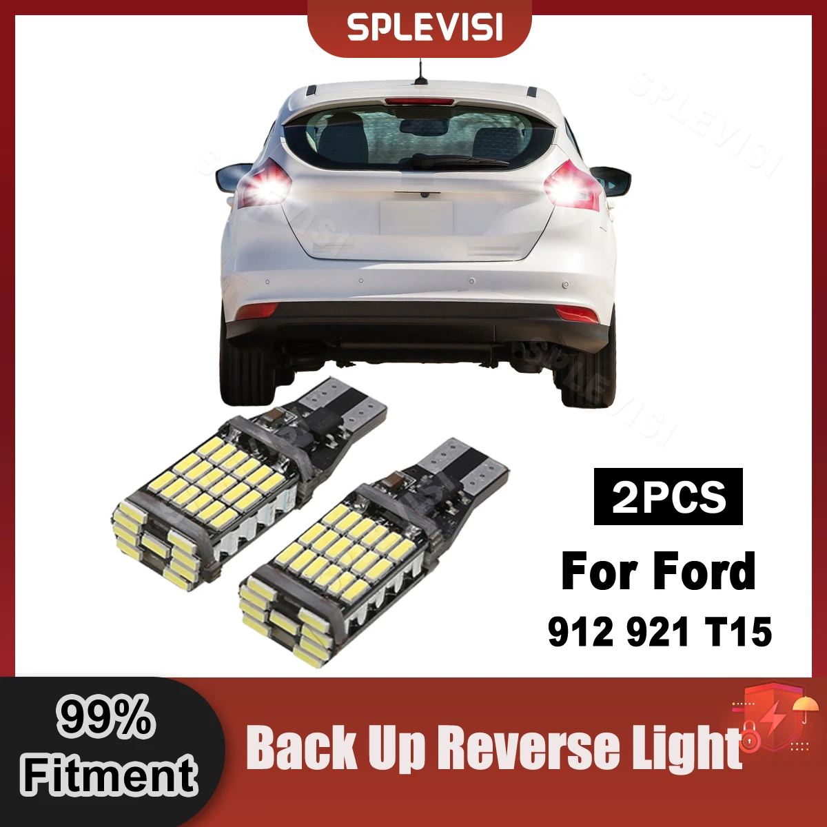 

2PCS T15 Car LED White Reverse Backup Light Bulbs 6000K White For Ford Focus 3 MK3 2008-2018 2009 2010 2011 2012 2013 2014 2015