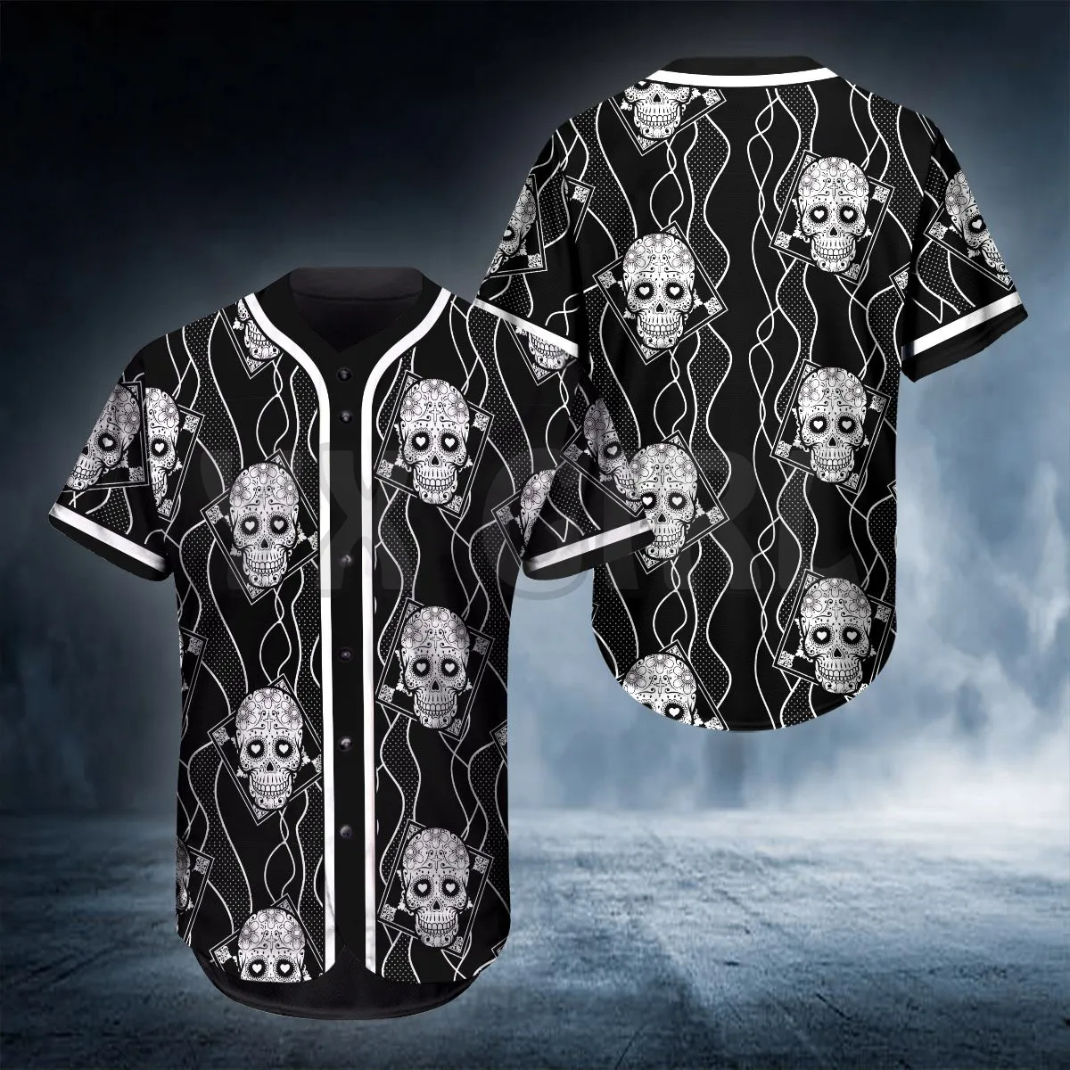 Skull Head Baseball Jersey Shirt Us Size Love Skull Gift 3D Printed Men's Shirt Casual Shirts hip hop Tops