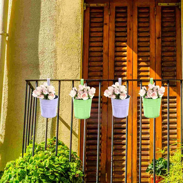 6 Db Függő Fali Növények Virágvödör Zamatos Ültetvényes Fém Edények Kültéri Kerítés Ón - Image 2