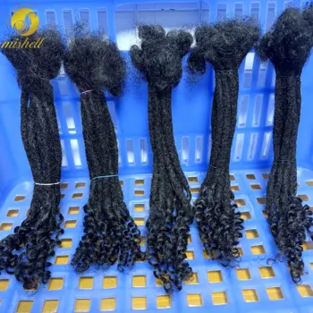 Loc Extension Human Hair 8-14inch 100% Human Hair Handmade Inter Loc Dreadlock Extension with Curly Ends for Men Women Kids 1