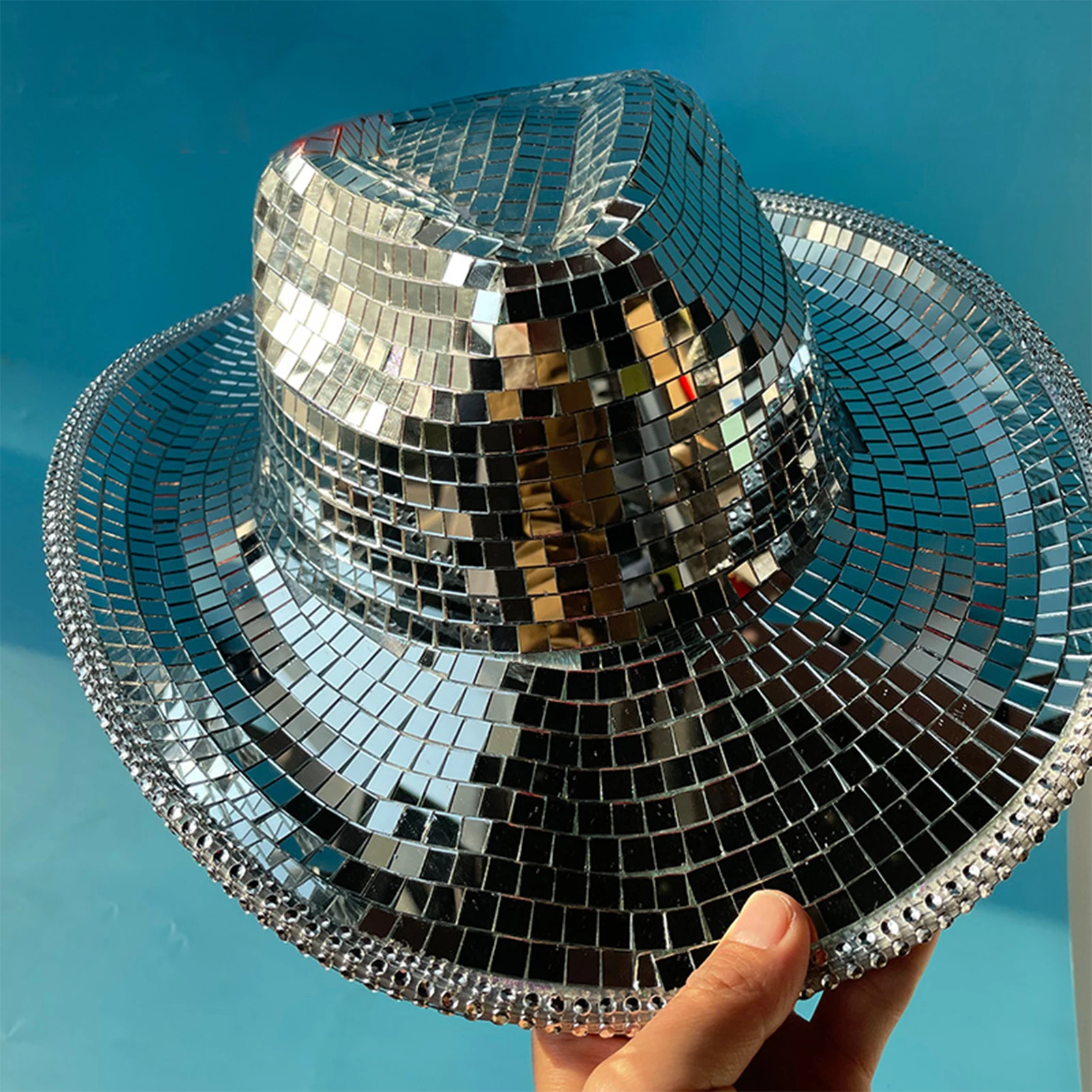 Disco Cowboyhut Disco kugel Cowboyhut Spiegel Cowboyhut Cowboy Glitzer hut  Disco kugel funkeln Hut Pailletten kappen Party Pailletten hut - AliExpress