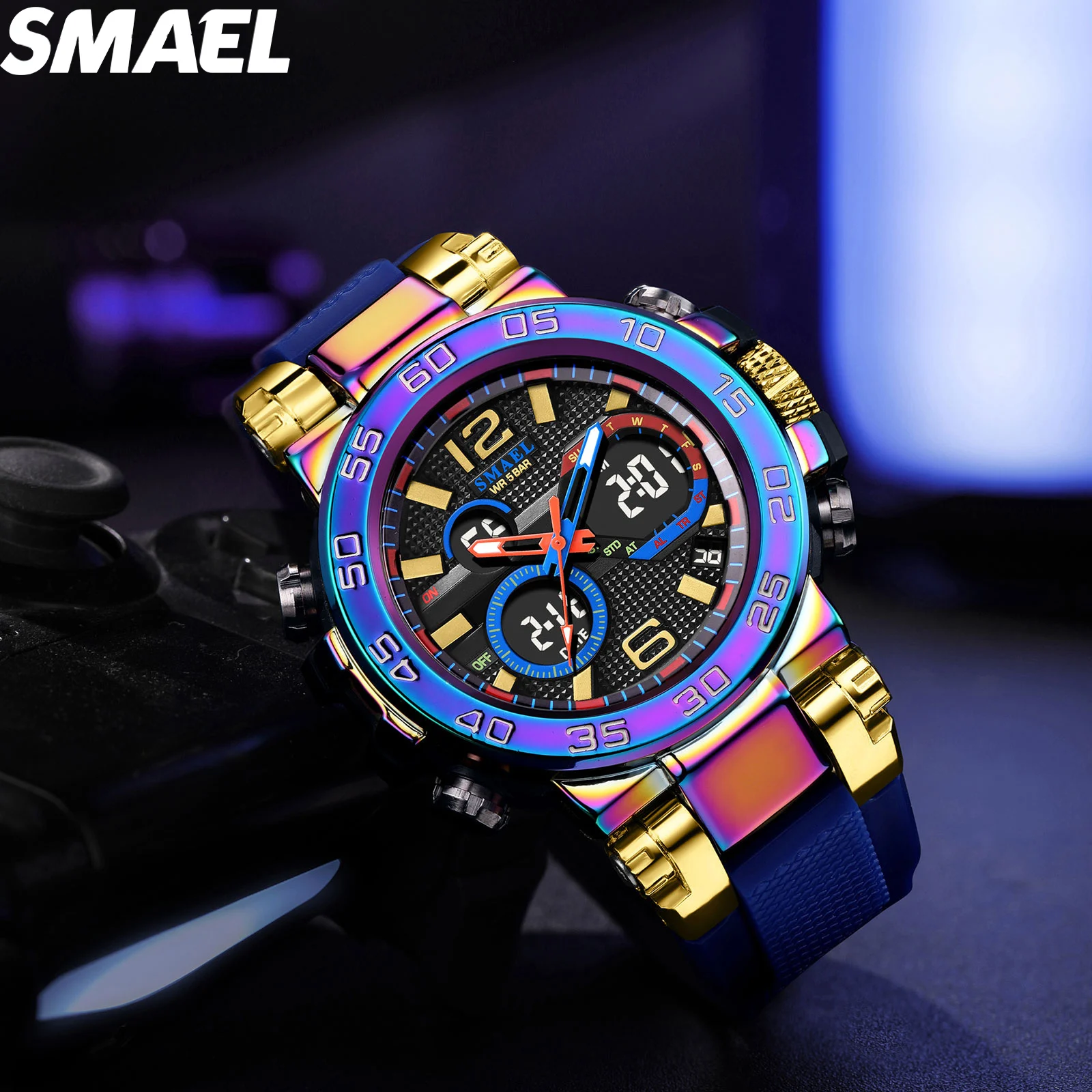 SMAEL Waterproof Dual Time LED Sports Watch
