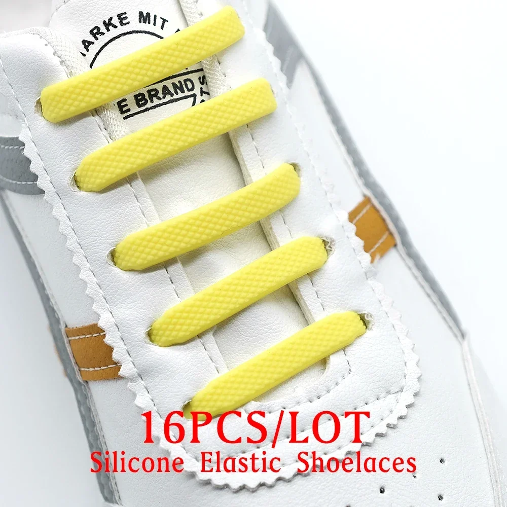 Chaussures élastiques en Silicone, sans cravate, créatives, en caoutchouc, dentelle, 13 couleurs, baskets pour enfants et adultes, 16 pièces/lot_voghion.com