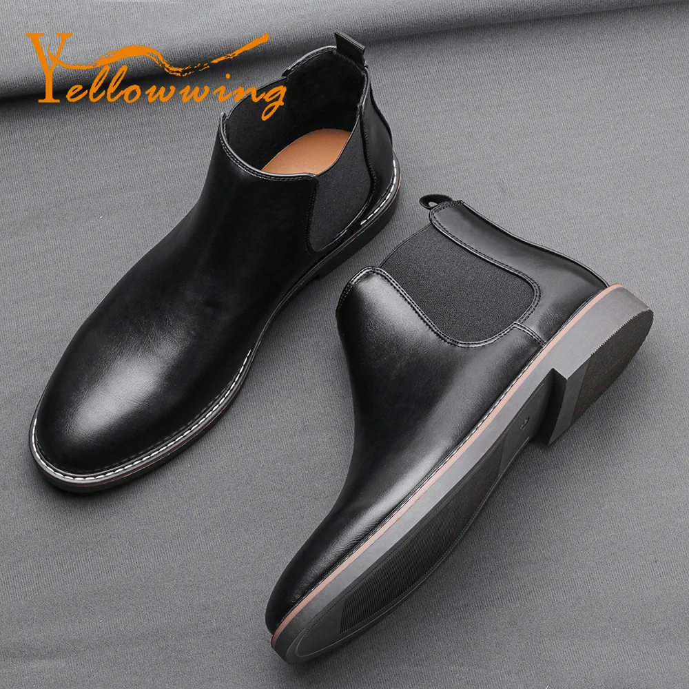 Size 40-46 Men Chelsea Boots Yellowwing Brand Leather Men Ankle Boots Comfortable For #KD5232