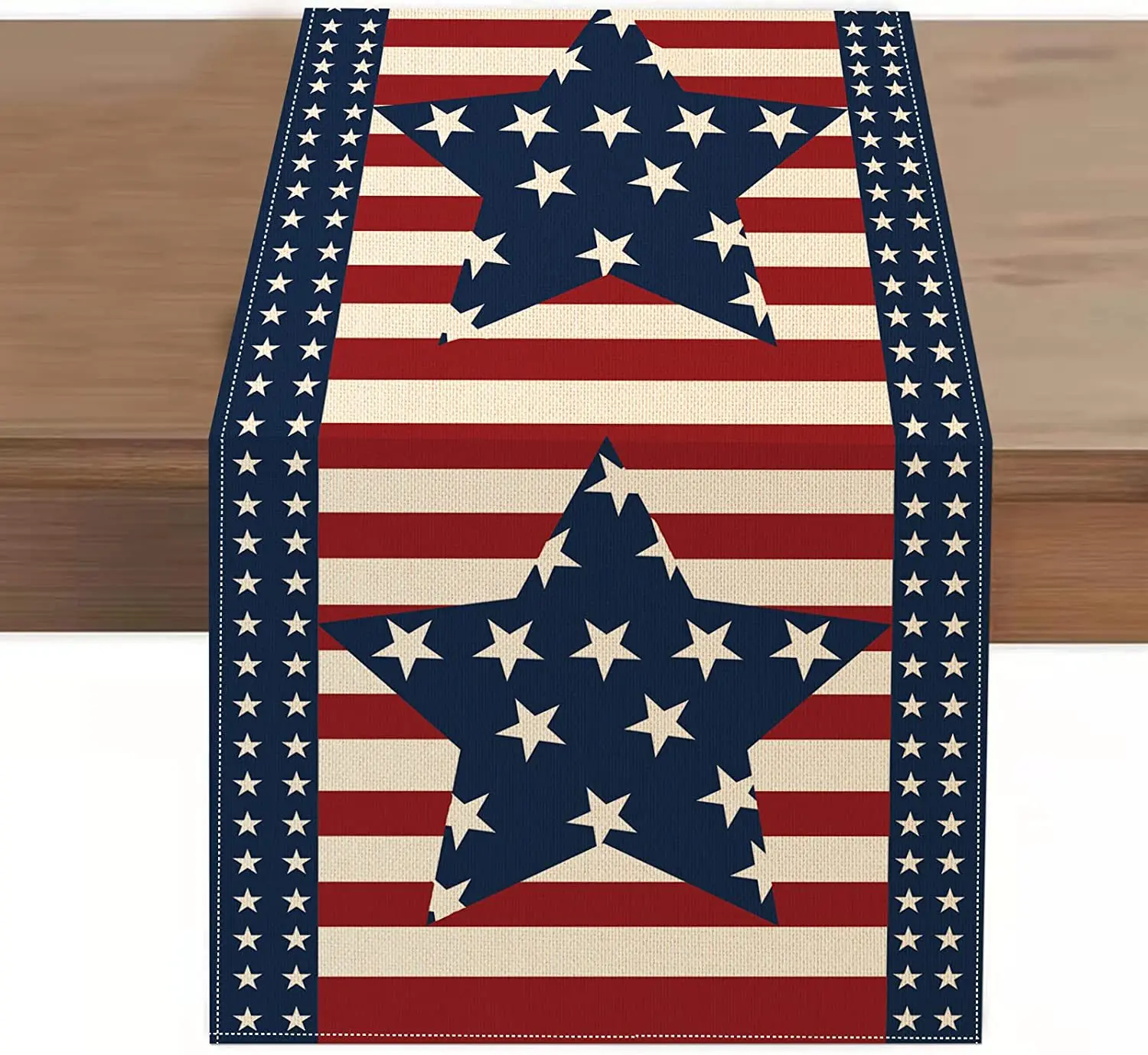 4th of July Independence Day Table Runner Linen Patriotic Memorial Day Tablecloth Farmhouse 