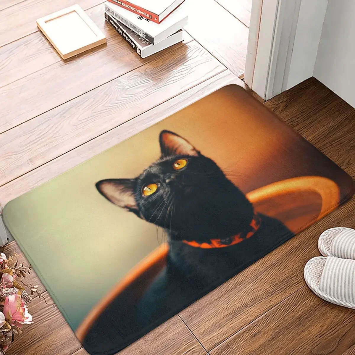 

Animals Cool Cute Non-Slip Carpet Black Cat Animal Doormat Living Room Bathroom Mat Welcome Decoration Rug