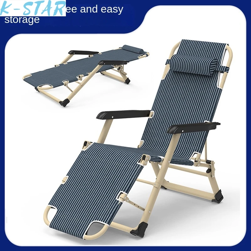 folding bed chair Adult Office Foldable Dual-Purpose Siesta Noon Break Breathable Leisure Simple Two-Side Tube Recliner Bed Folding Chair