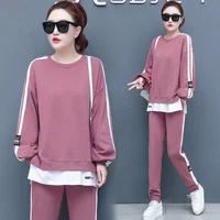 Women's Causal Sweat Suit 2025 Spring Autumn New Clothes Fashion Long Sleeve Crop Tops T-shirt And Pants Two Piece Set For Women - Image 2
