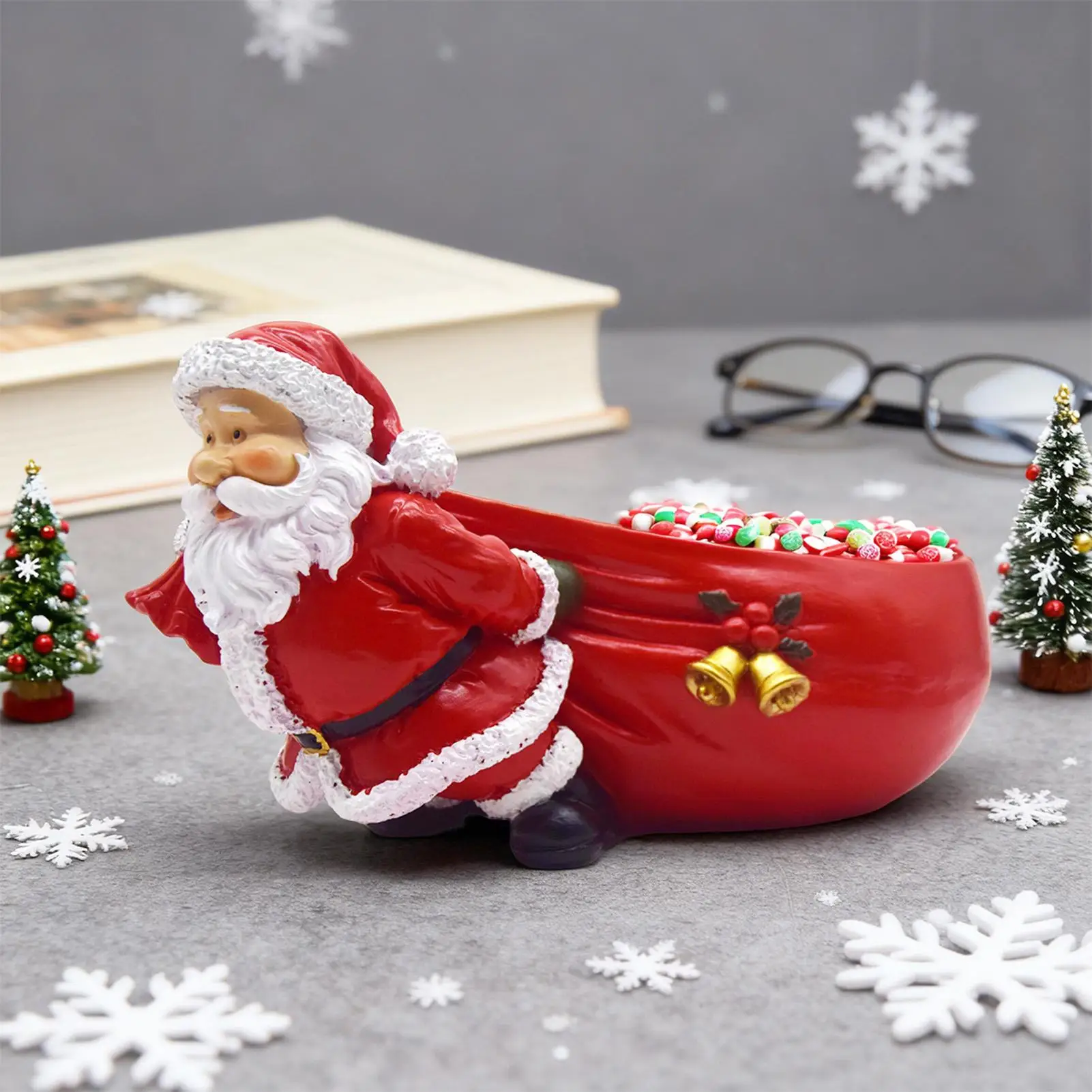 Santa Claus Figurines Fun Resin Bag Shape Home Decor With Bell Christmas Santa Claus Decorations For Birthday Party Offices Home