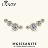Lnngy Original 925 Sterling Silver Earrings Single Row Four Bezel Moissanite Earring For Teen Women Daily Piercing Jewelry Gift