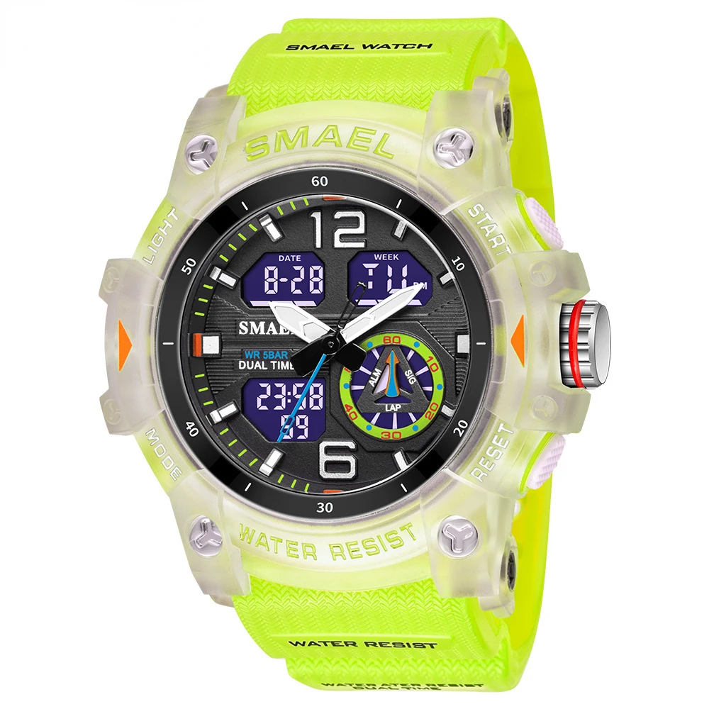 

Watches Outdoor Transparent Watch Male Outdoor Cool Double Waterproof Luminous Electronic Watch. Digital Watch