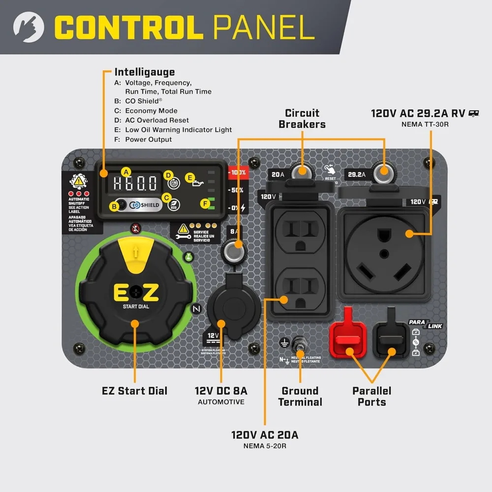 Power Equipment 4500-Watt RV Ready Portable Inverter Generator with Quiet Technology and CO Shield, Generator