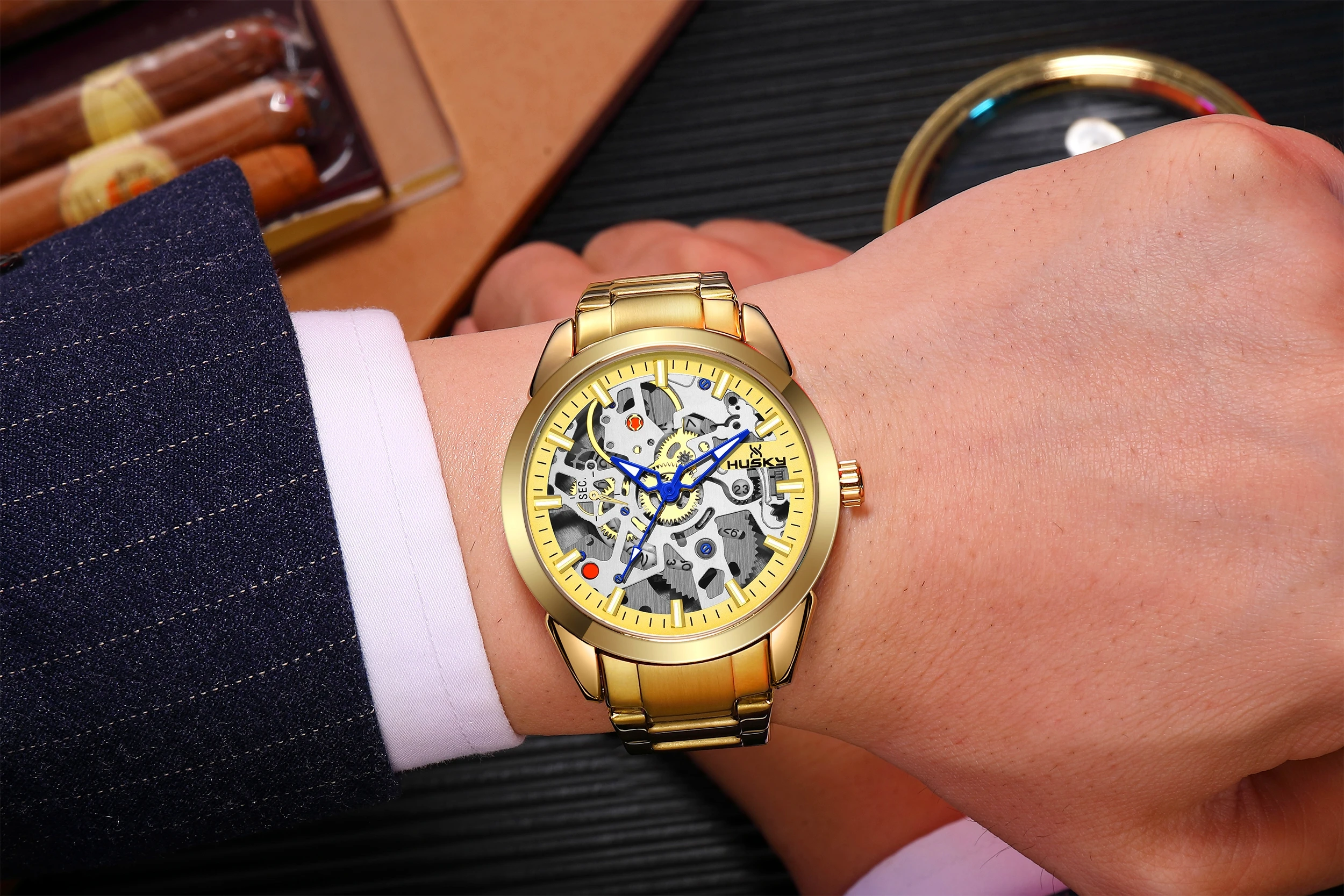 2023 Luxury Men Watch Fashion Men's Quartz Wristwatch Classic Brand Gold Dial Watches Business Man Clock