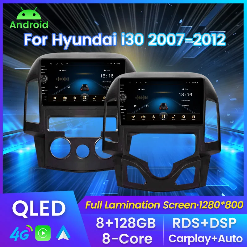 

QLED экран с ручкой Автомагнитола For Хендай Ай 30 FD For Hyundai i30 1 FD 2007 - 2012 мультимедийный плеер навигация GPS Автомобильная интеллектуальная система Carplay Android авто до 8 ядер 8 + 128G