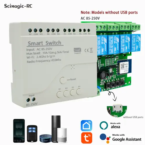 Tuya Relay 4CH Smart Home Switch Module 5V 12V 32V 220V RF 433 Radio Remote Control Work With Alexa Google Home - Image 2