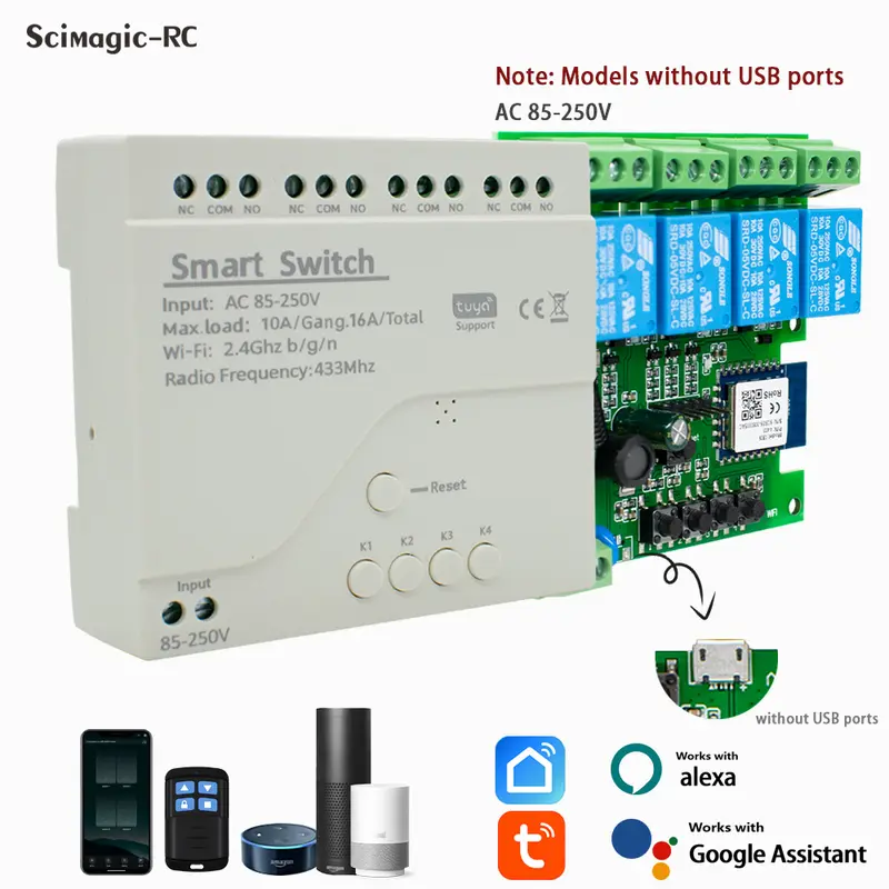 Tuya Relay 4CH Smart Home Switch Module 5V 12V 32V 220V RF 433 Radio Remote Control Work With Alexa Google Home - Image 2