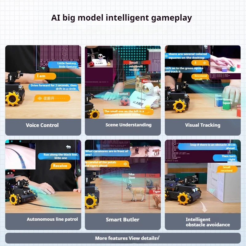 Raspberry Pi 4B/5 Intelligent Cart TurboPi Wheel of Wheat AI Large Model Visual Recognition ROS2 Programming Robots