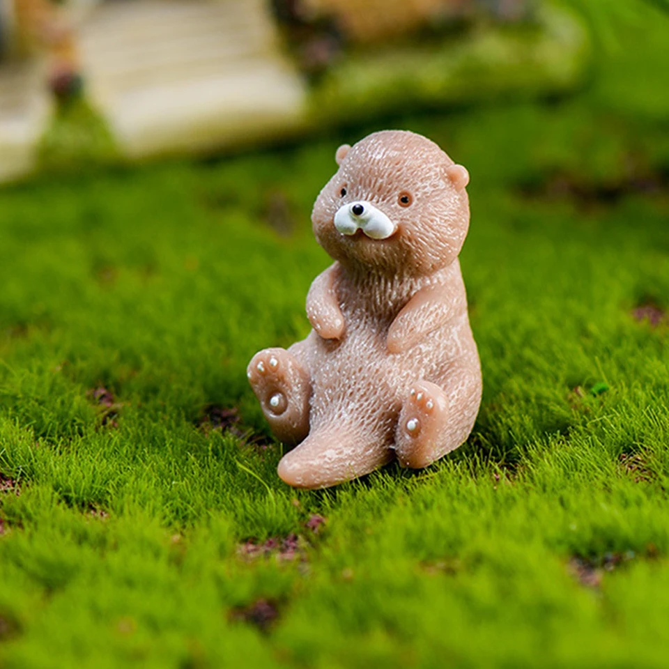 Garneck Set di 4 statuette in miniatura lonter, in resina di alta qualità, per decorazione creativa della torta, decorazione per terrario e giardino delle fate
