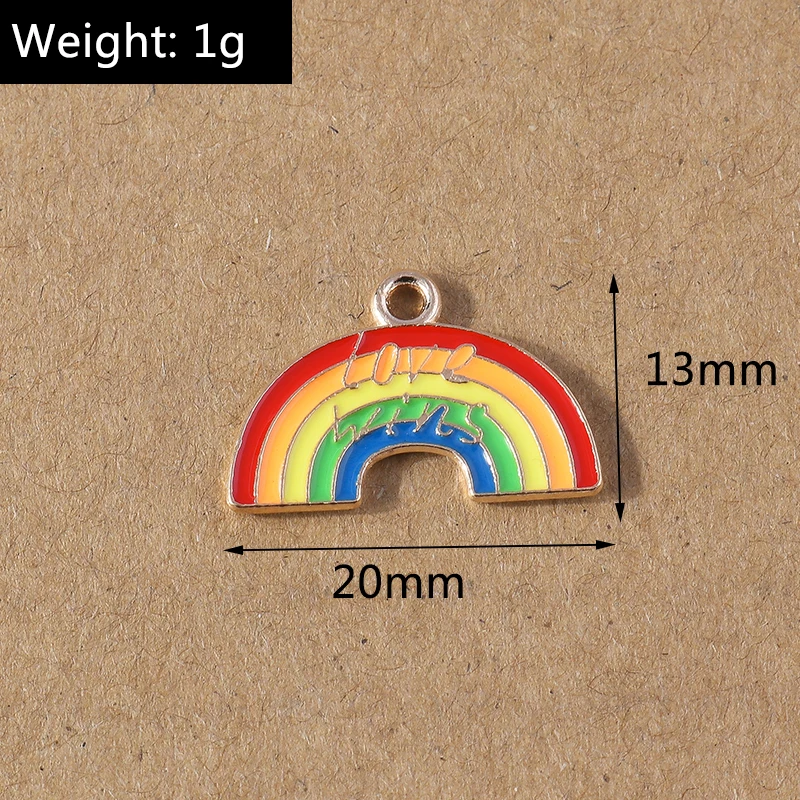 10 Stück Emaille-Regenbogen-Flaggen-Anhänger, Charms für Schmuckherstellung, Ohrringe, Halskette, DIY, Armband, Zubehör, Zubehör – Detail 2