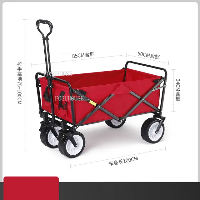 Kültéri Hordozható Kerti Szekerek Összecsukható Kempingkocsi Kerekekkel Nordic Home Camping Beach Cart Kerekek Kocsi - Image 6