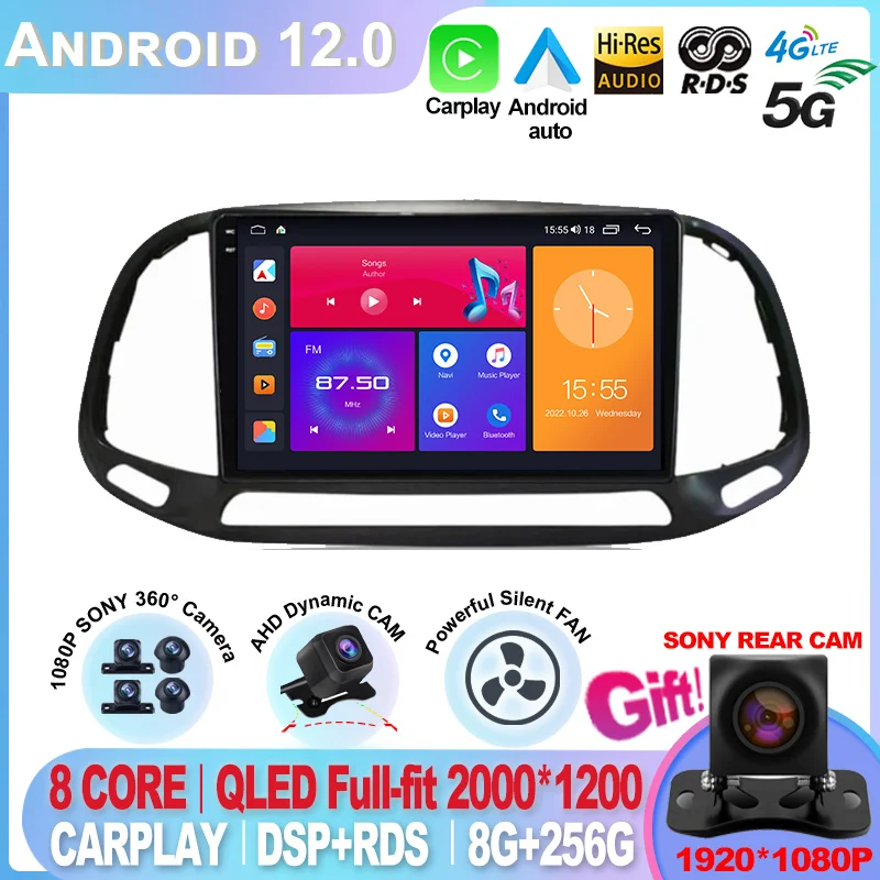 

For Fiat Doblo 2015 2016 2017 2018 2019 2020 Android 12 GPS Car Multimedia Stereo 9 Inch Car Navigation Screen USB Wifi FM