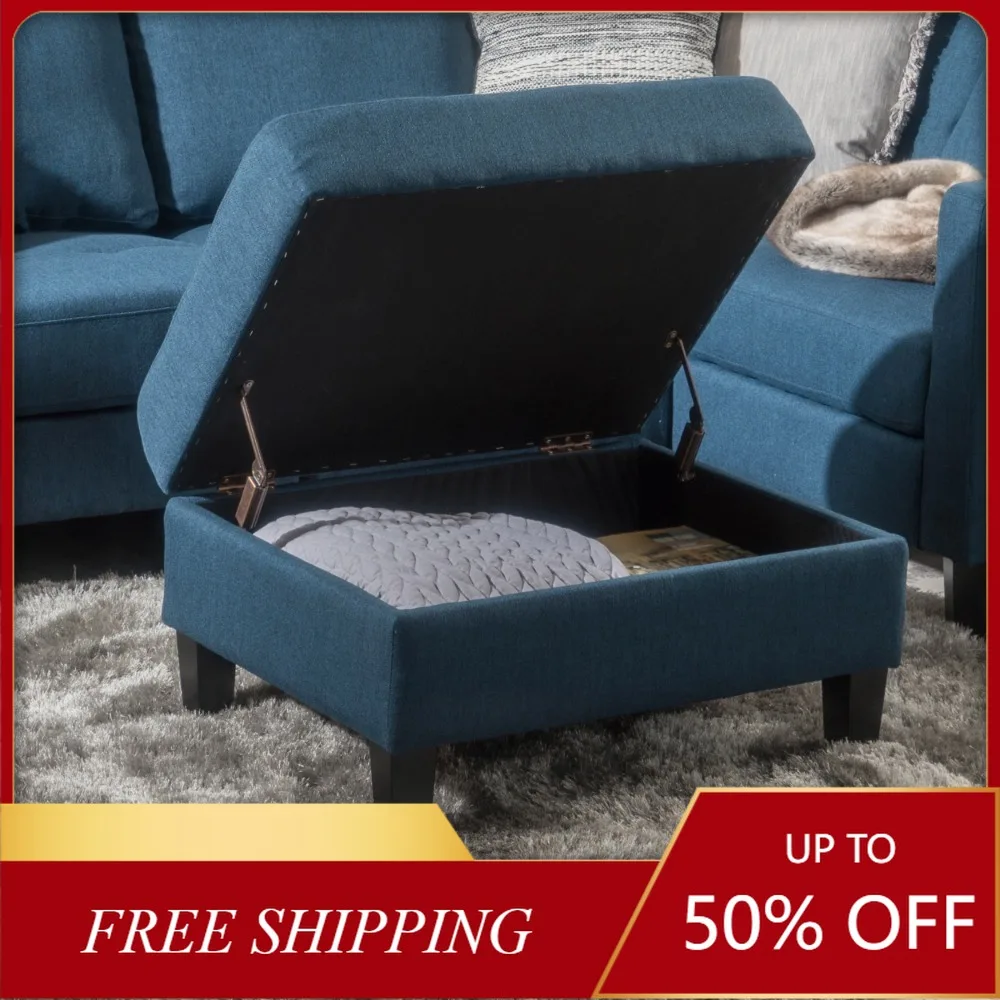 

NEW Home/Furniture/Living Room Furniture/Ottomans Noble House Fabric Storage Ottoman,Dark Blue US