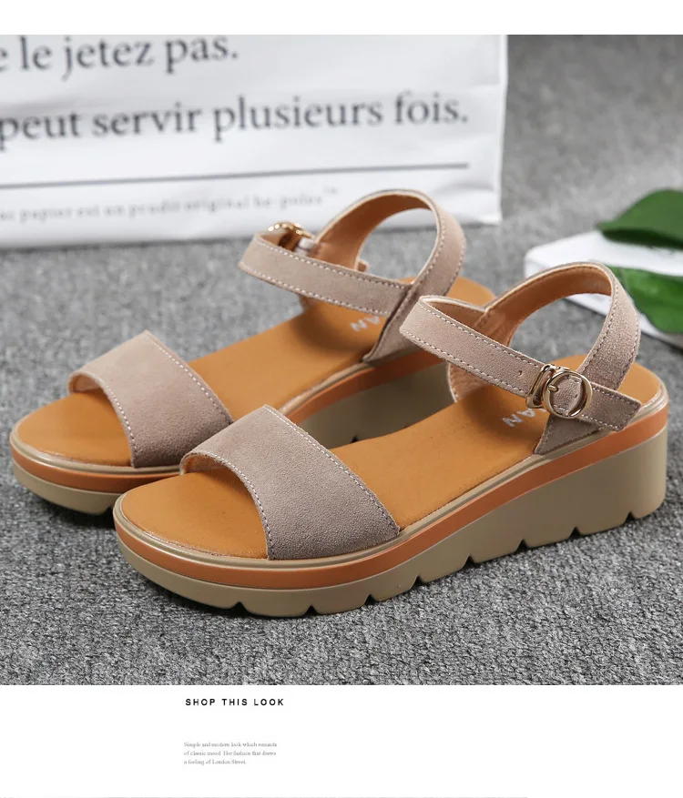 WOIZGIC المرأة الأم السيدات الإناث البقرة المدبوغ حقيقية أحذية من الجلد الصنادل منصة كول الصيف الشاطئ خارج عالية الكعب الكورية