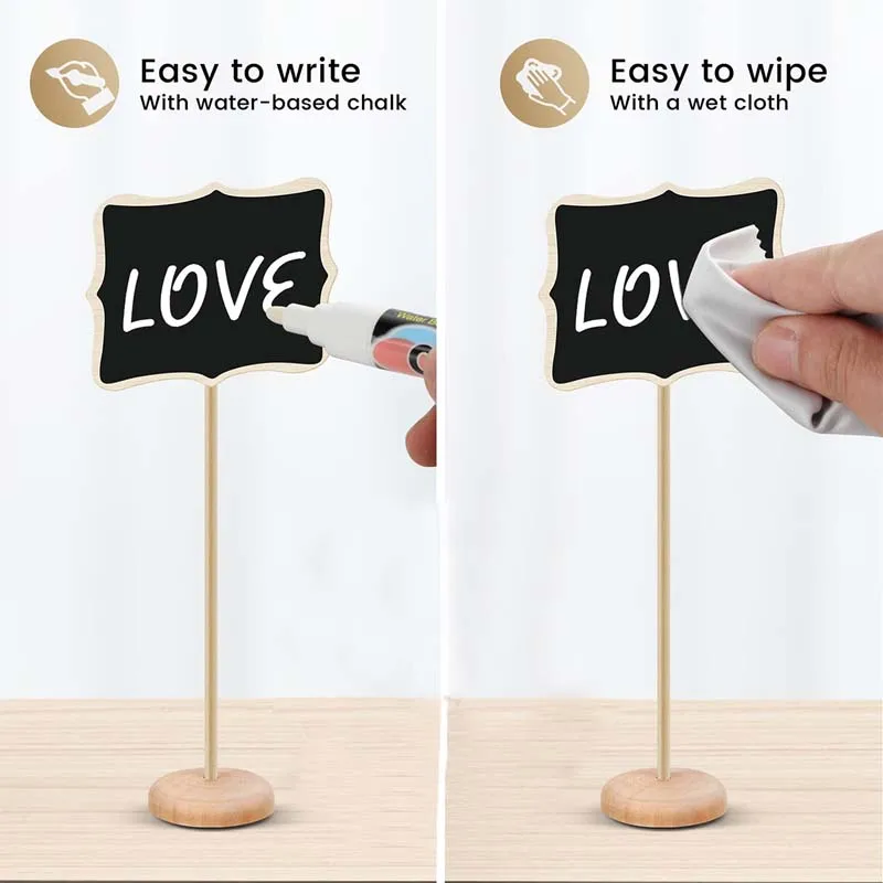 Mini Wooden Chalkboard Wedding Blackboards Message Sign Food Buffet Labels for Wedding Birthday Party Table Place Card 10Pcs place cards,mini chalkboard signs