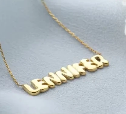 DOREMI Gold Initial Name Letter Chunky 3D Letter Necklace Women Customized Bubble letter Necklace