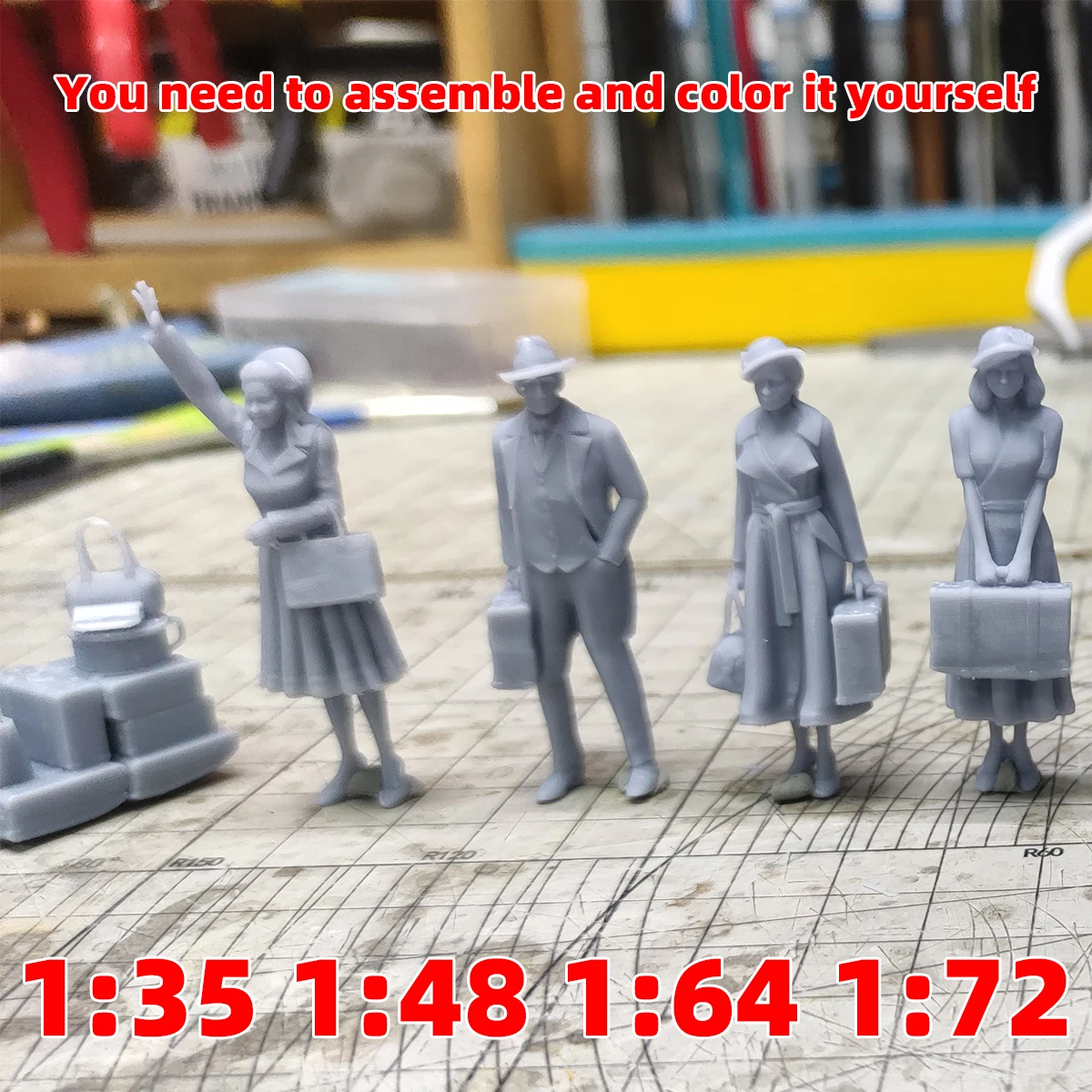 공항 부두 기차 철도역 플랫폼 자동차 역 승객 수하물 조립 스케일 모형 키트 7개 1/72 1/64 1/35 1/48