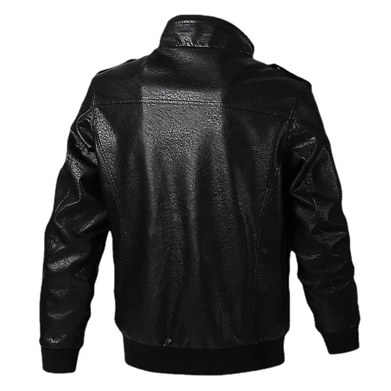 Leather Jacket Men Military Tactical Bomber Jacket PU Leather Coat Plus Size Motorcycle Jacket Streetwear Men's Clothing Slim