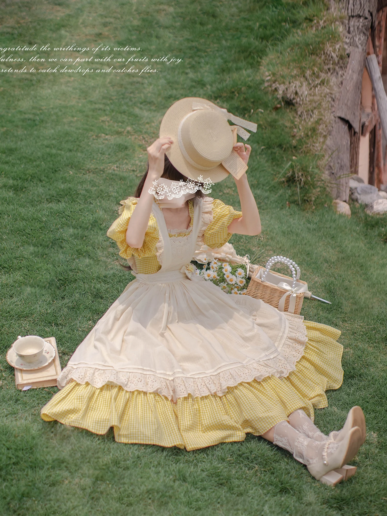 Harajuk Original French Retro Dress Looks Slim White Sweet And Elegant Lolita Tea Party Kawaii Girl Overskirt Birthday Party