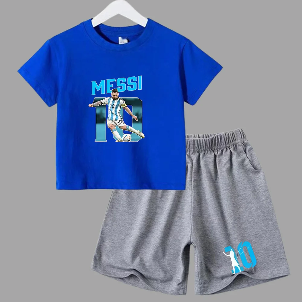 thumbnail image 1 of Conjuntos de 2 camisetas y pantalones con estampado de Super Soccer Star No. 10 para niños de 3 a 14 años, ropa de calle para niños y niñas, 1 of 5