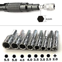 8pcs 6 Point Hex Socket H4 Hex Shank Nut Driver Screw Metric Driver Tool Drill Bit Metal PH2.0 M2.5 3.0 3.5 4.0 4.5 5.0 5.5mm 1