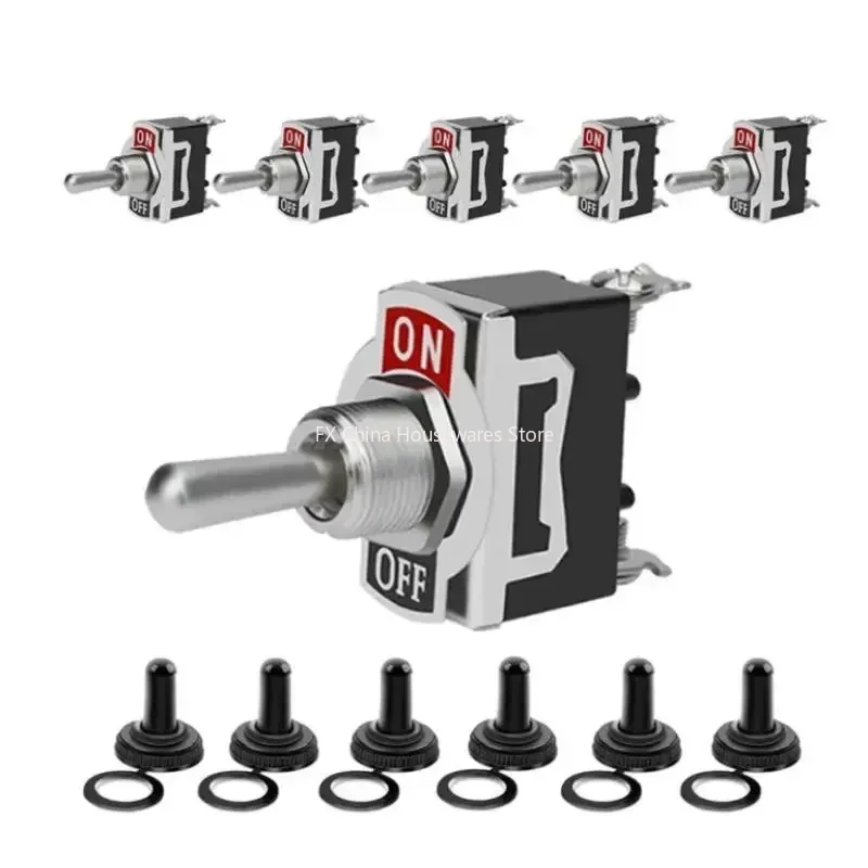 5개입 헤비듀티 자동차 보트 로커 토글 스위치 15A 250V 2핀 SPST ON/OFF 로커 스위치 방수 부트 포함 SPST 로커 스위치